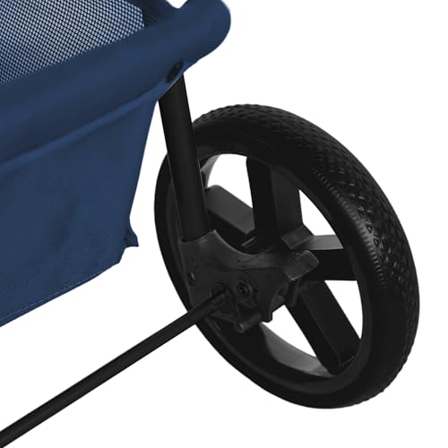 Passeggino Per Animali Blu Navy Pieghevole 15Kg 4 Ruote Gatto Cane Gancio Di Sicurezza Cuscino Tettuccio Finestre In Rete Cestino Portabicchieri Copertura Antipioggia Impermeabile - 9