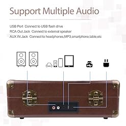 VOKSUN Platine Disque, Bluetooth Tourne Disque Rétro Portable avec 2 Haut-parleurs Stéréo Intégrés, 3 Vitesses 33/45/78… - Les Beatles, Paul McCartney, John Lennon, RIngo Starr, George Harrison VOKSUN Platine Disque, Bluetooth Tourne Disque Rétro Portable avec 2 Haut-parleurs Stéréo Intégrés, 3 Vitesses 33/45/78… – Image 6