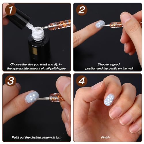 5PCS Dotting Tools Set Dotting Painting Pen Polish Carving Tool UV Gel Painting DIY Design Nail Art 2 Way Dotting Pen Tool Nail Design Dotting Tool for Gel Polish Decoration - Image 4