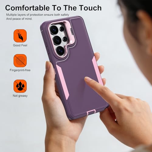Coque Samsung S26 fine noire avec protection d'objectif en métal et béquille