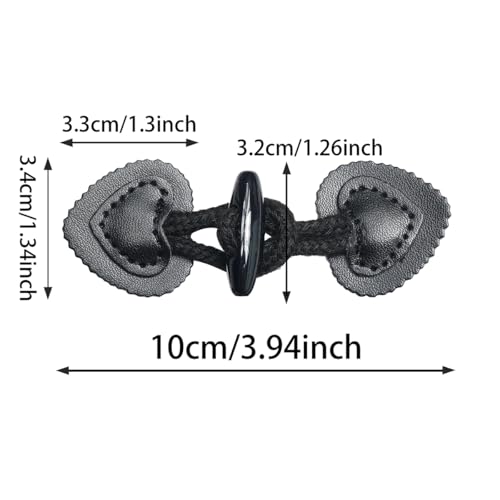 2pcs 1.3 * 1.4cm Black PU Leather Button Down Coat Outwear Buttons2