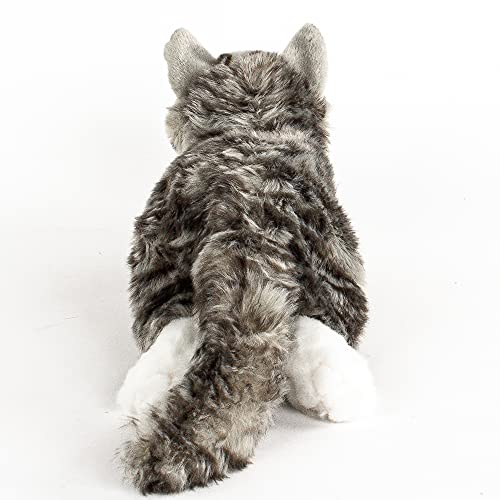 Teddys Rothenburg Kuscheltier Katze liegend grau/weiß getigert 40 cm Plüschkatze Uni-Toys
