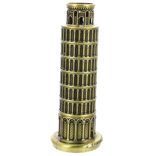 SHINEOFI Adorno Torre Inclinada de Pisa de Aleación Retro, Modelo Arquitectónico Italiano de 16 Cm, Estatua Decorativa para Escritorio y Hogar, Figura Edificio Antiguo de Decoración