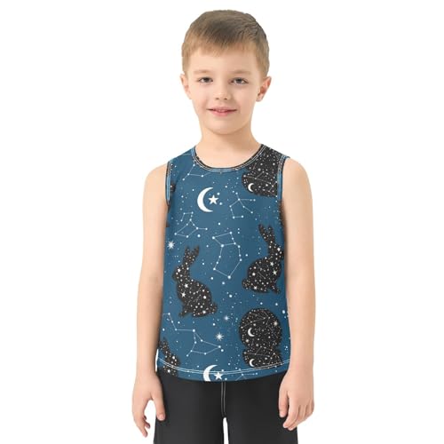 J JOYSAY Cartoon Rabbit Galaxy Blue Boys Tank Top Sleeveless Muscle Shirts Quick Dry Sport Active Workout Kids T-Shirts 3-15T2