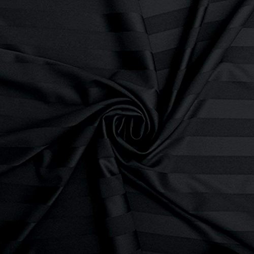 Image of Sofrito Bed Sheet Glace Cotton Striped - 300 TC - Small Single (54 inchx90 inch) - Without Pillow Cover | Ideal for Hospitals, Clinics, Hostels, PGs, Hotels & Guest Houses | Black