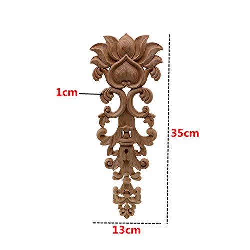 T-Misenosy Lote WSHYUFEI Tallado Apliques Madera Natural para Muebles gabinete molduras Madera sin Pintar calcomanía Decorativa para el hogar 13X35cm