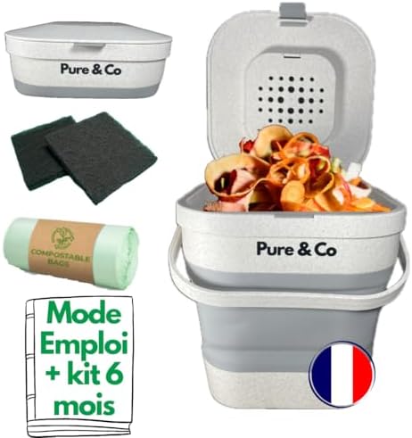 Brabantia Sort &ap; Go 6L - Coposteur Cuisine - Poignée De Transport - Petite Poubelle Copost De