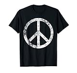 Peace Sign Vintage White Distressed Hippie Freedom Retro T-Shirt