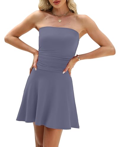 Image of OFEEFAN Womens Tube Dresses Strapless Homecoming Graduation Formal Party Club Mini Dress Date Outfits