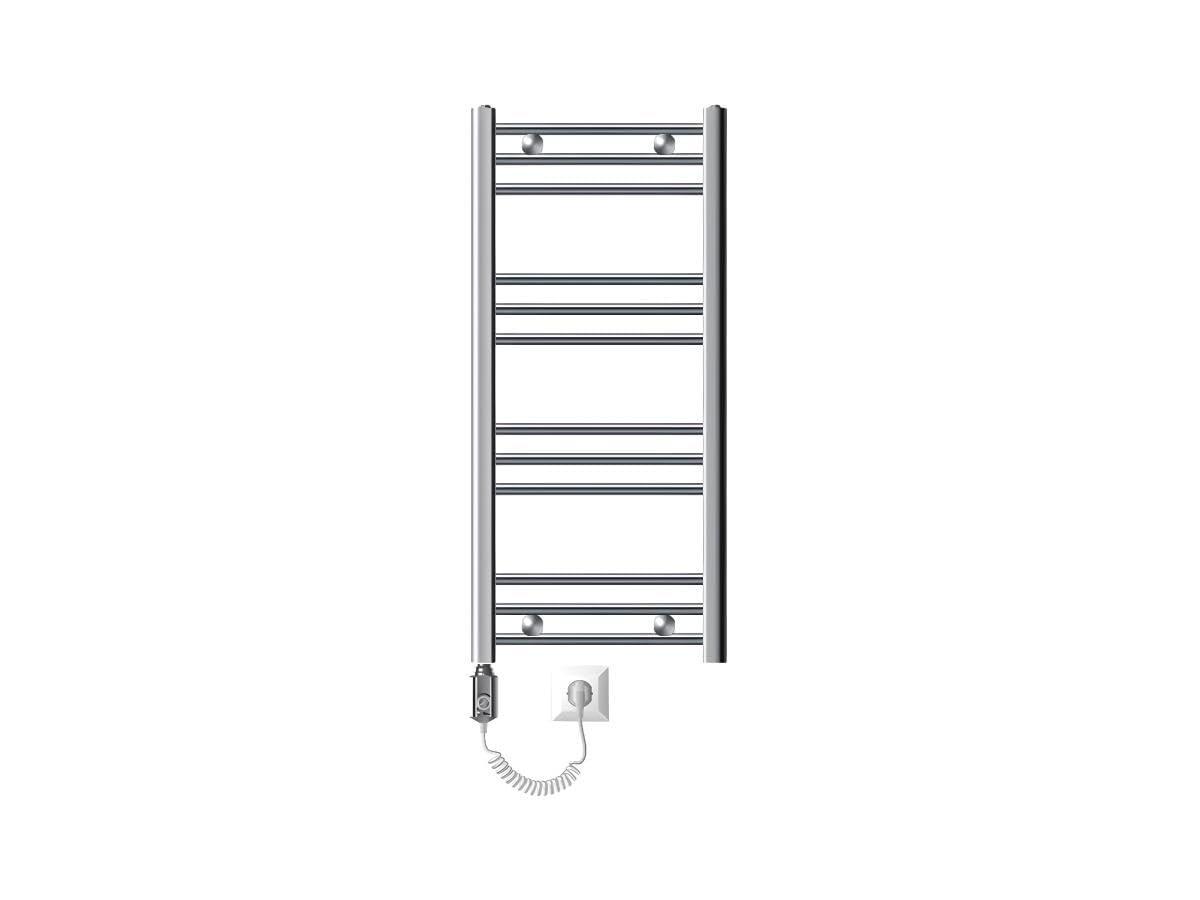 ECD Germany Radiador toallero eléctrico - 400 x 800 mm - Cromo - Plano - con conexión Lateral - radiador toallero Secador de Toallas 300W