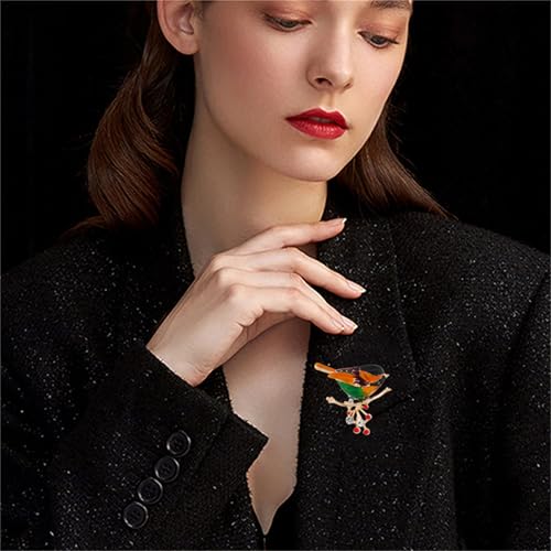 Image of coadipress Colorful Birds Brooch Pins Crystal Rhinestone Branch Bird Brooch Cute Enamel Animal Magpie Hummingbird Pin Fashion Jewelry Accessories Gifts