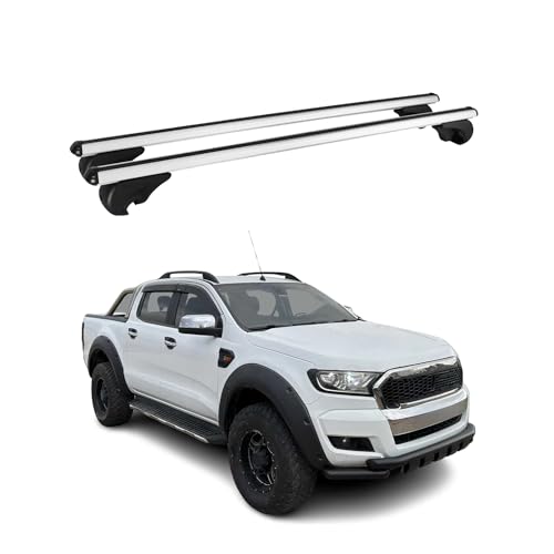 OMAC GmbH Barres de Toit Boldbar en Aluminium pour Ranger à partir de 2012 avec Certification TÜV ABE Argenté, Porte Velo de Toit