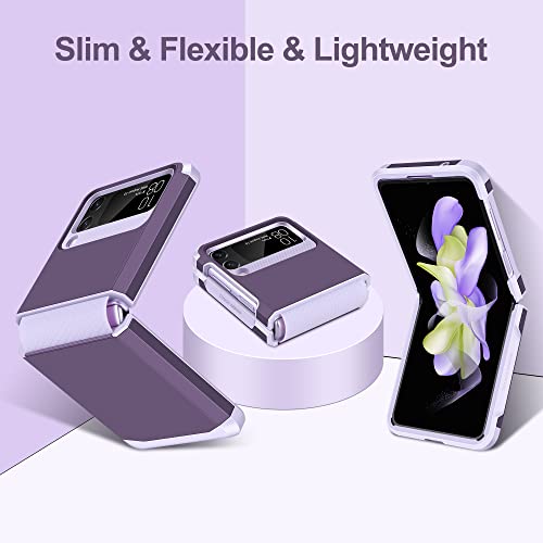 Image of SAMONPOW for Samsung Galaxy Z Flip 4 Case, Z Flip 4 Case with Upgraded Hinge Protection Dual Layer Hard PC Soft TPU Bumper Full Body Shockproof Flip 4 Phone Case for Galaxy Z Flip 4 5G (Purple)