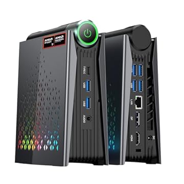 ACEMAGICIAN [Mini PC para jogos] Mini Computadores Ryzen 9 6900HX[até 4,9 Ghz], 32GB DDR5 512GB NVMe SSD Mini PC com AMD Radeon 680M, Luzes RGB/WiFi6/BT5.2/Dual Channel/3 Modos Mini Desktop
