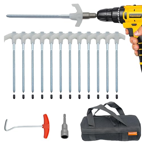 Keovoker 12 Pack Screw in Tent Stakes Heavy Duty-8” Metal...