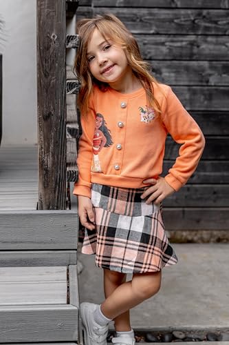 Image of Disney Frozen Elsa Minnie Princess Girl Outfit Knit Top & Tweed Skirt Set 2-13Y