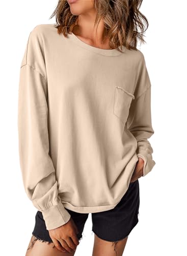 EVALESS Long Sleeve Shirts for Women Spring Summer Fashion 2025 Cotton Crewneck Tops Oversized Tshirts Basic Tee Shirts