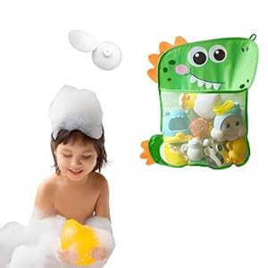Recipiente de malla para juguetes de baño, organizador de baño con gancho adhesivo estable, bolsillo para juguetes infantiles, organizador de ducha, prevención de moho y secado fácil