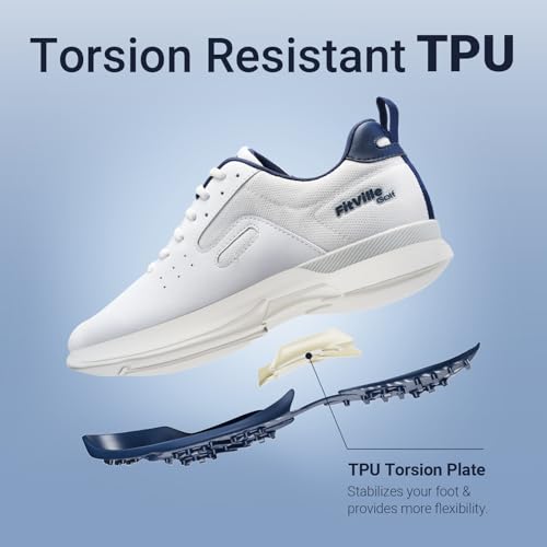 Image of FitVille Professional Mens Golf Shoes Extra Wide Spiked Golf Shoes for Men Waterproof