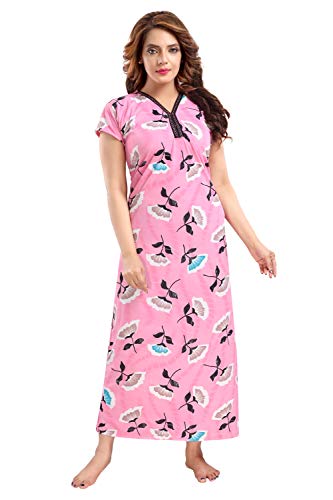 Image of Fabme Women's Satin Floor Length Night Dress Nighty