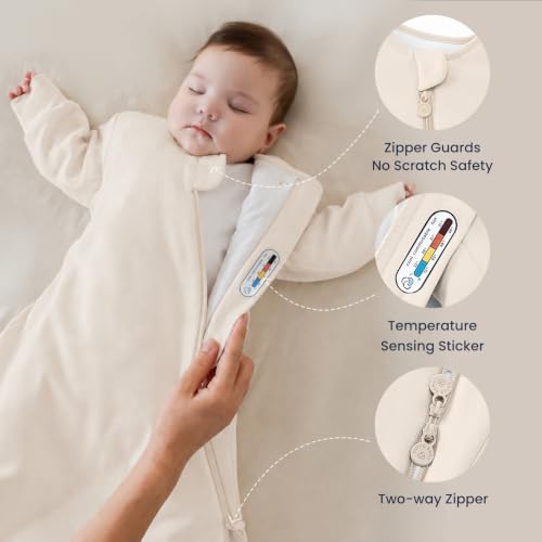 Image of Unisex Sleeping Bag for Babies and Toddlers 1.0 Tog Sleep Sack 6-18 Months, Newborn Sleep Sack, Wearable Blanket Baby, One Piece Long Sleeves, Gifts for Baby
