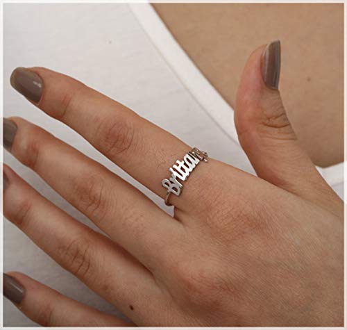 EVER2000 Personalized Name Rings for Women Sterling Silver Custom Name Rings Personalized with Name Customize Finger Ring for Engagement Wedding Christmas Gift3