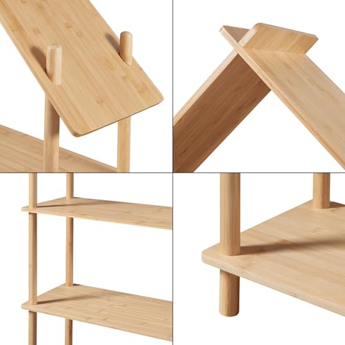 Miniatura 6 de En.Casa Librería Infantil Diseño En Forma De Casa Organizador De Juguetes Estantería Para Niños Con 3 Estantes Para Guardería Sala De Espera Bambú 137 X 90 X 30 Cm - Natural