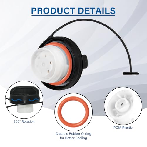 Image of Gas Cap Replacement for 2004-2011 Chevrolet Chevy Silverado Tahoe Suburban & GMC Sierra Yukon Acadia & Cadillac Escalade, Fuel Filler Cap with Tether and Gasket Replaces #GT330 20915842