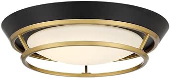 George Kovacs P5371-689-L Beam Me Up LED Flush Mount, Coal And Satin Brass