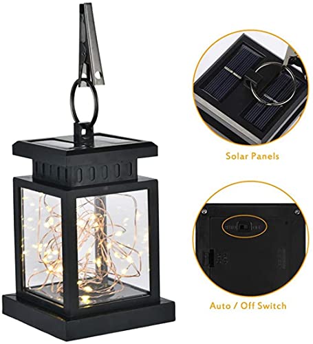 Waterdichte hangende zonnelantaarn met clip-on sterlicht en lichtsensor Buitenzonnelantaarn voor tuintuin Gazondekpad… - Image 5