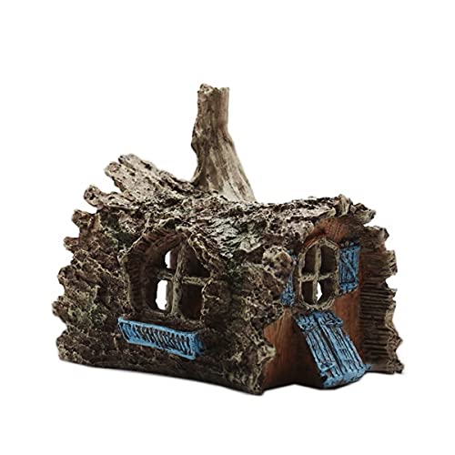 Decoración de la casa del árbol de la simulación del Acuario, Decoraciones del Material de la Resina, Respetuoso con el Medio Ambiente para Las Decoraciones del Acuario,casa de Madera pequeña Cover