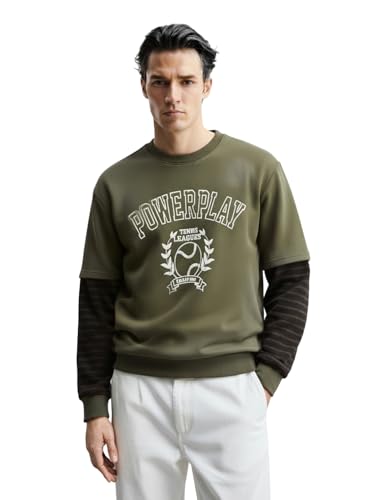 Sweat-shirt graphique homme col rond manches longues mode urbaine coton