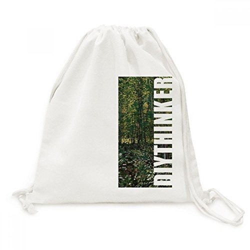 Sac à dos à cordon avec illustration paysage de forêt pour les randonnées nature