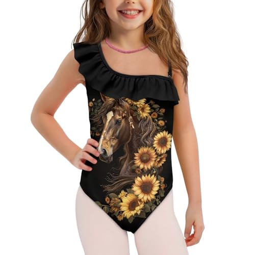 Image of Girls One Piece Swimsuits Size 3-14 Trendy Ruffle Bathing Suit Casual Hawaiian Summer Beach Swimwear