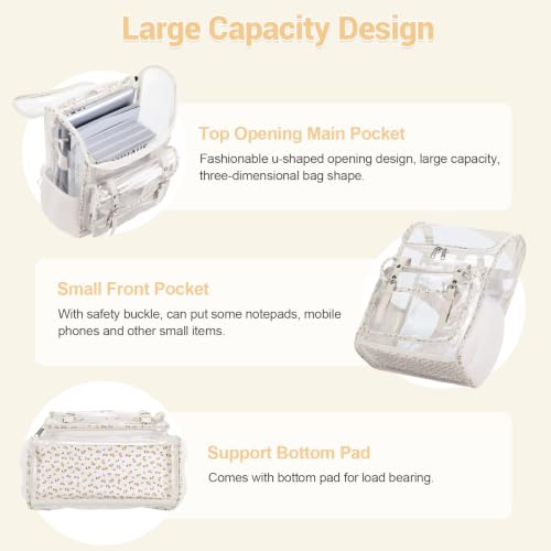 Image of DIGOBAY Clear Backpack with Lunch Bag, Corduroy Clear Bookbag Heavy Duty | Clear Backpack for Girls Women See Through Transparent Backpacks for Stadium Events College Travel Work, Yellow Floral