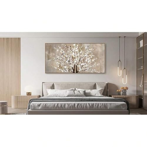 Art floral abstrait marron haut de gamme avec cadre chic doré