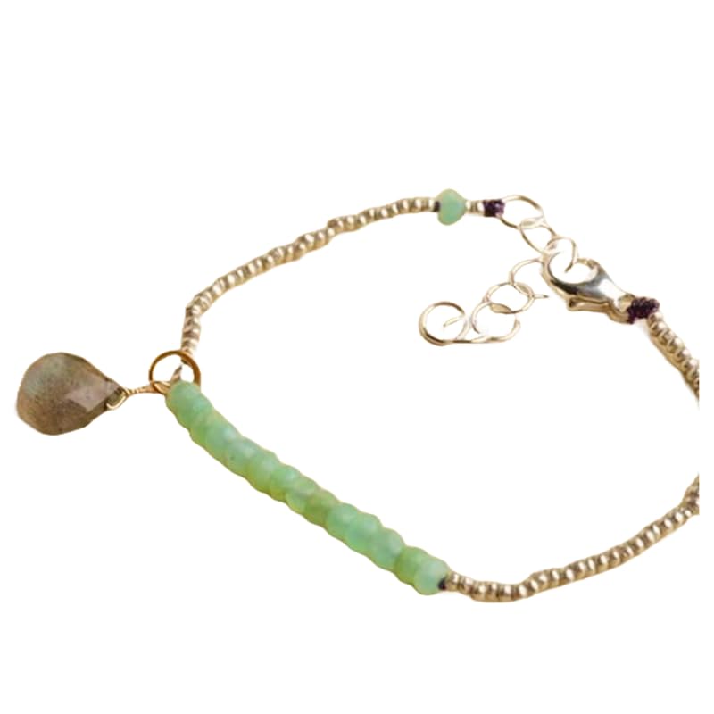 Bracelet opale verte ajustable LKBEADS pour éviter les allergies de peau