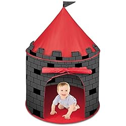 Persianas Castilla deAO Tienda Campaña Infantil,Tienda Pop-Up Con Diseño De Castillo Rojo,Diseño Plegable Autoarmable,Casa de Juego Plegable Interior y Exterior