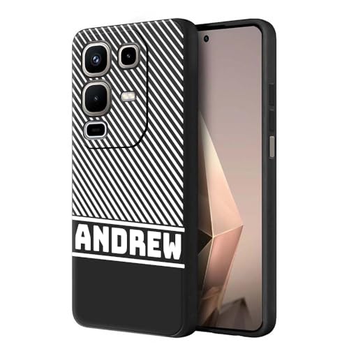 Image of Fashionury Back Cover Case for Infinix Note 50s 5G | Matte Soft Silicon Flexible | Camera Bump Protection | Customized Name with Your Phone Back Cover Black (Pattern 2)