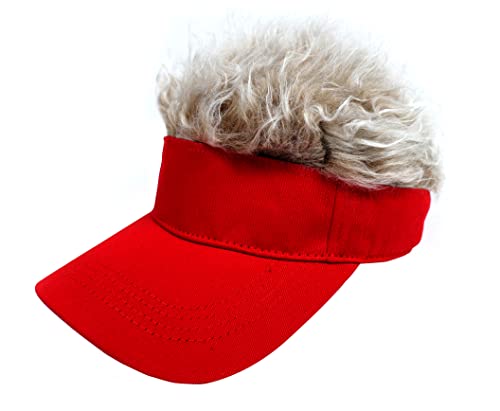 Image of Mens Visor with Hair Fake Hat with Hair for Men Funny Golf Hats Wig Hat Spiked Adjustable Baseball Cap