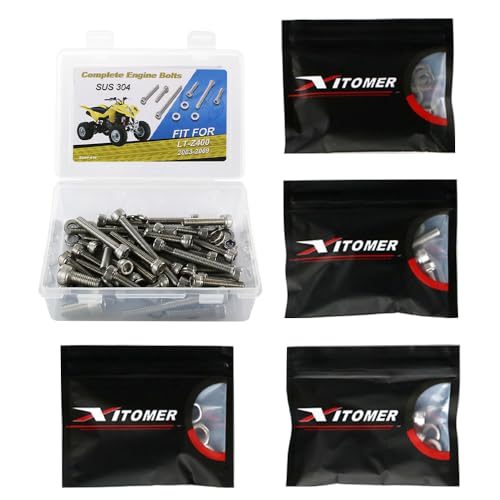 Image of Xitomer 75PCS ATV Bolt Kit M6 M8 Nuts Kit Stainless Steel Compatible with LT-Z400 2003-2009