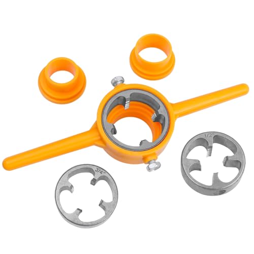 Mesee 6 Stück Ratschen-Rohreinfädler-Kit, PVC-Gewindeschneider-Werkzeug, Kunststoff-Rohreinfädler-Set mit 1/2 3/4 1 Manuelles Ratschen NPT Round Die Set Rohrgewindeschneider Handwerkzeug