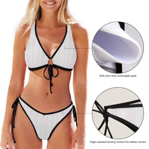 Bikini réglable à rayures verticales pour une silhouette élancée en fête de piscine