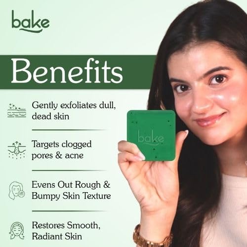 Image of BAKE 10% AHA + 1% BHA Scrub Treatment Soap with Lactic Acid, Glycolic Acid, 1% Salicylic Acid | For Clogged Pores, Exfoliation, Strawberry Skin & Bright Underarms | Soap for Women & Men | 100g x 3 (Pack of 3)