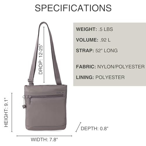 Image of Hedgren LEONCE Crossbody Bag - RFID Protection, Zip Lock, Pen & Slip Pockets, Water-Repellent, 0.92L - Sepia