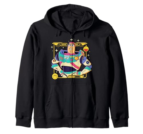 Image of Disney Pixar Toy Story 5 Buzz Lightyear Smiling Pose & Emoji Zip Hoodie