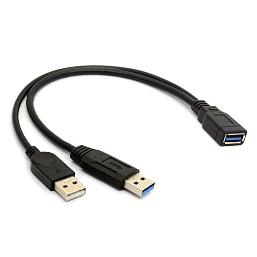 ANRANK USB 3.0 Female to Dual USB Male Extra Power Data Extension Cord Adapter Splitter Y-Cable Black