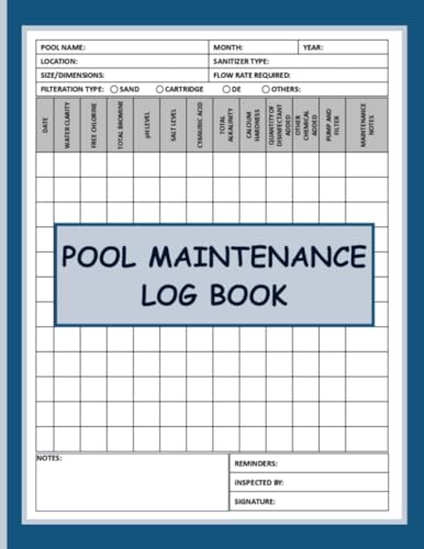 Pool Maintenance Log Book: Record book for tracking swimming pool cleaning, pool care logbook | for home, hotel, business owners image 2