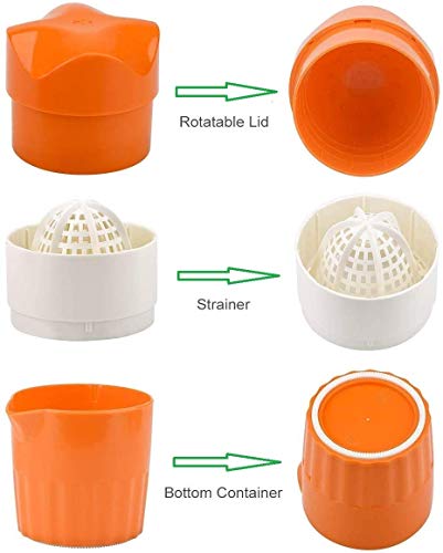 Gangang Hand Juicer Citrus Orange Squeezer Manual Lid Rotation Press Reamer for Lemon Lime Grapefruit with Strainer and Container