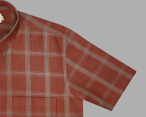 Image of GHPC 100% Cotton Checkered Half Sleeves Regular Fit Formal Shirt for Men